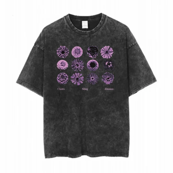 Zinnias Black T-Shirt